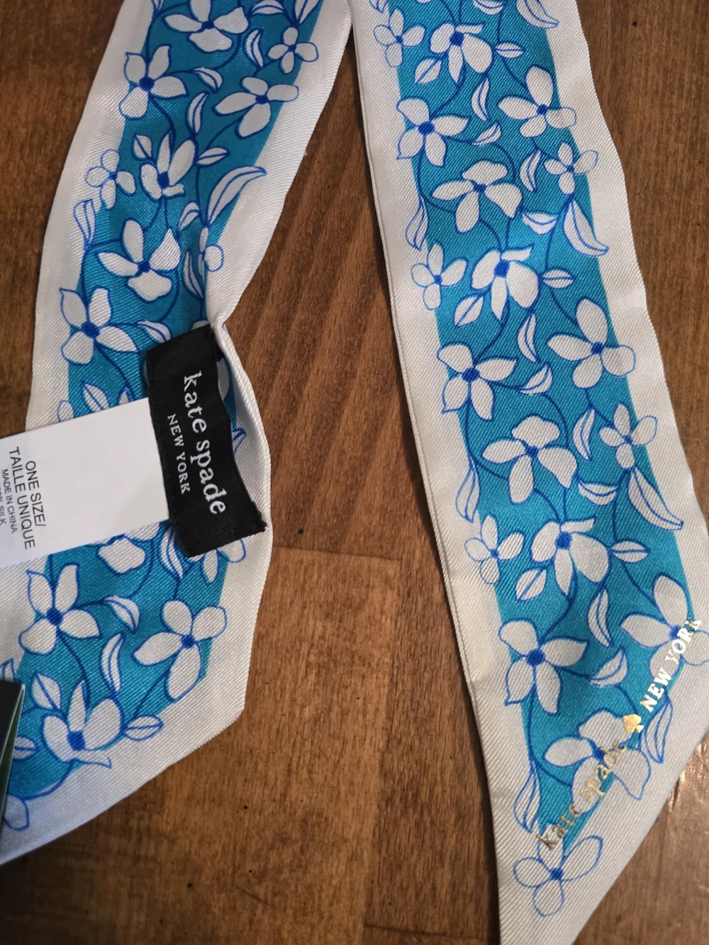 kate spade Blue Floral Skinny Silk Scarf